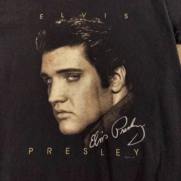 Vintage Elvis Presley Big Face T-shirt Youth Medium Black Graceland - Picture 2 of 7